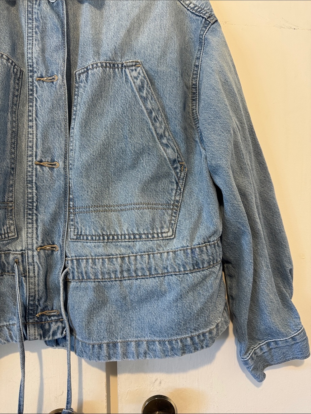Universal Thread Light Blue Denim Jacket with Drawstring Waist - Picture 3 of 5